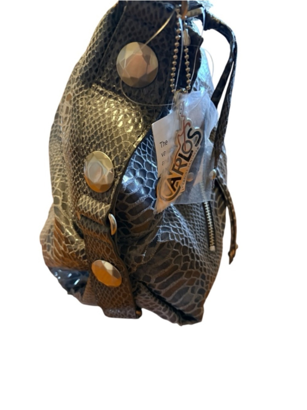 Carlos Santana Gray Snake Print Hobo Shoulder Bag with Red Lining - Picture 5 of 14